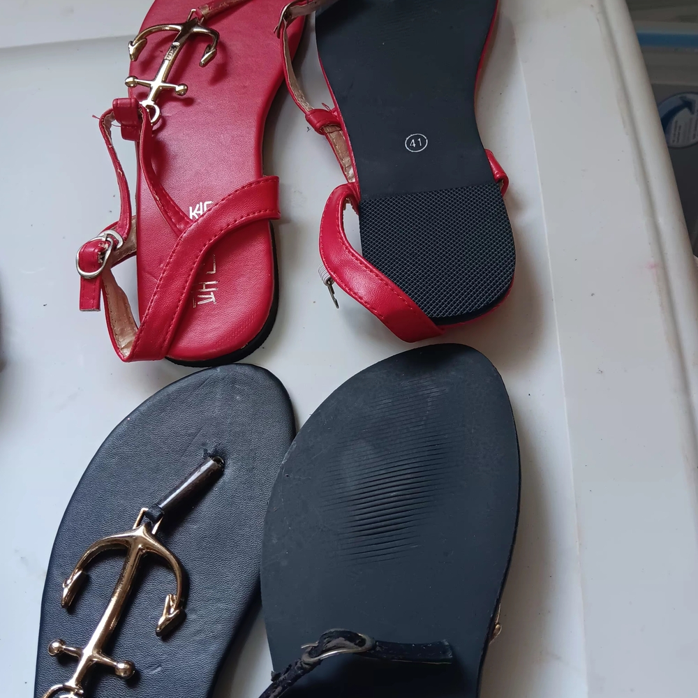 Chic Red and Black Women's Sandals